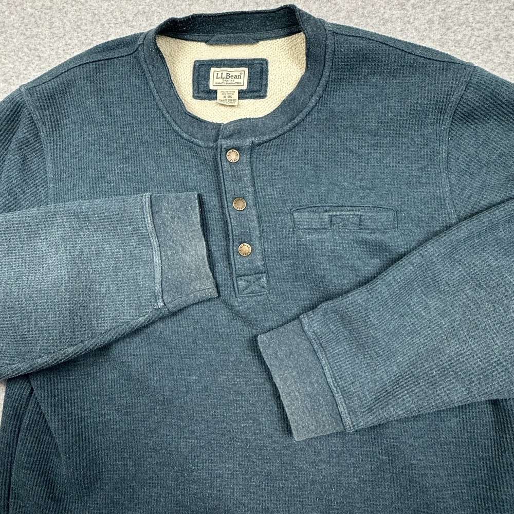 LL Bean Katahdin Iron Works Henley Mens XL 1/4 Snap Fleece Lined Sweater Jacket